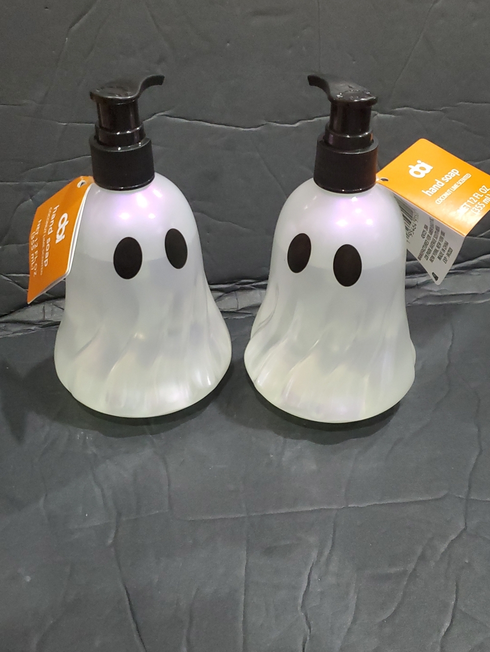 2pack Clear iridescent spooky ghost shaped coconut lime hand soaps brand new